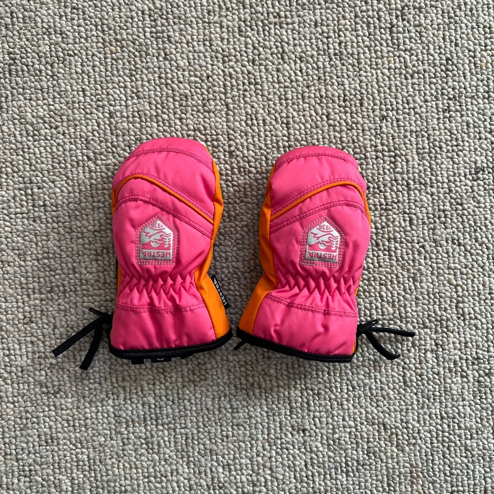 Hestra Infant Pink and Orange Mittens